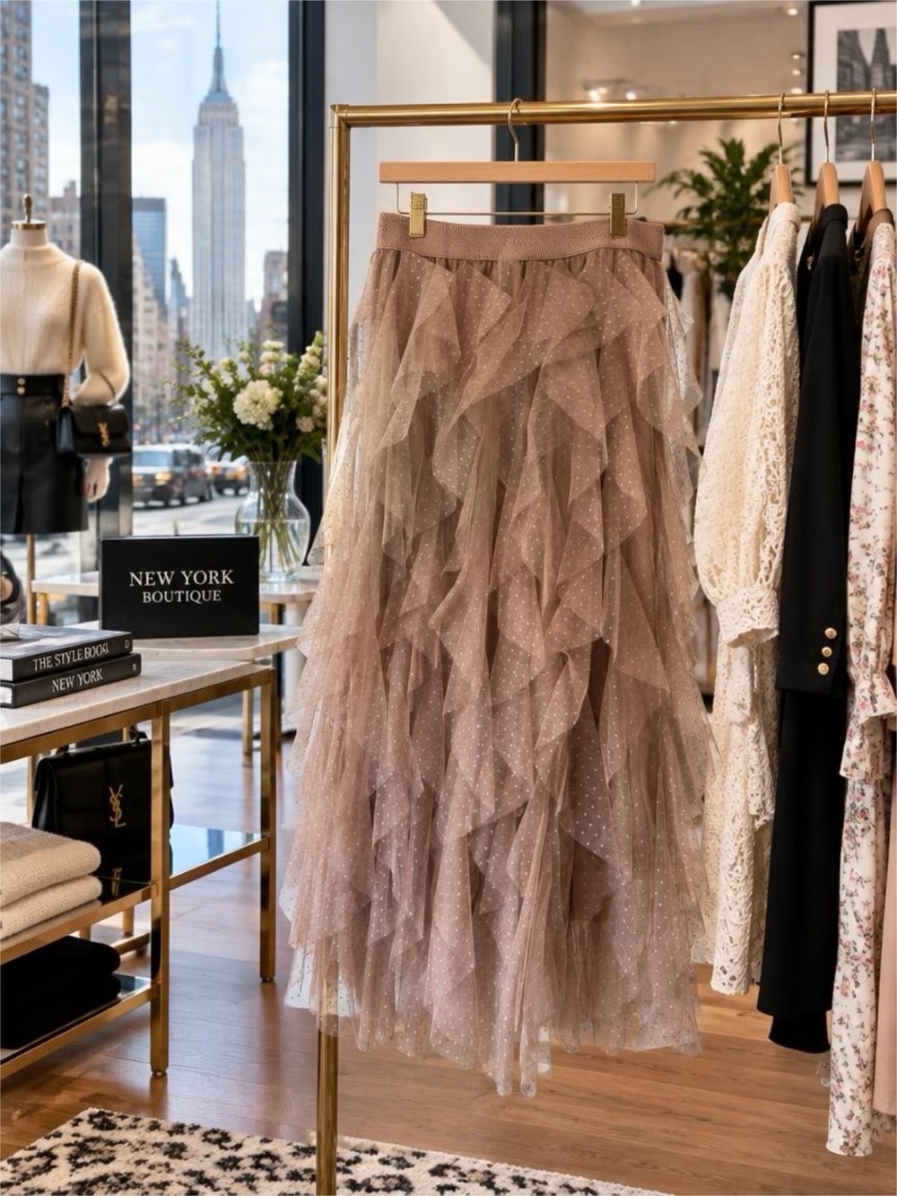 The Chéri Ruffled Tulle Midi Skirt